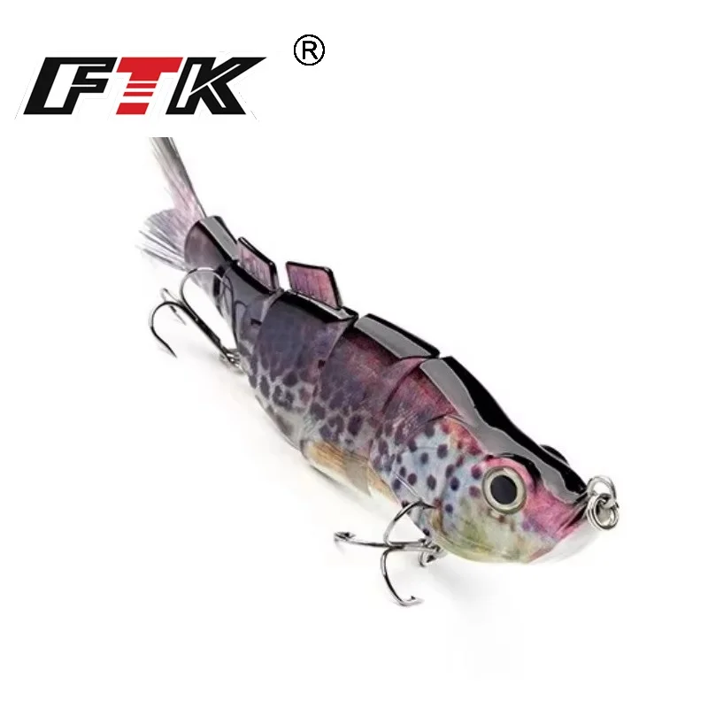 FTK 54g 16.5cm Multi Jointed Hard Fishing Lure Minnow 3D Eyes Wobblers 5 Segment Artificial Bait With Treble Hook Swimbait Bass