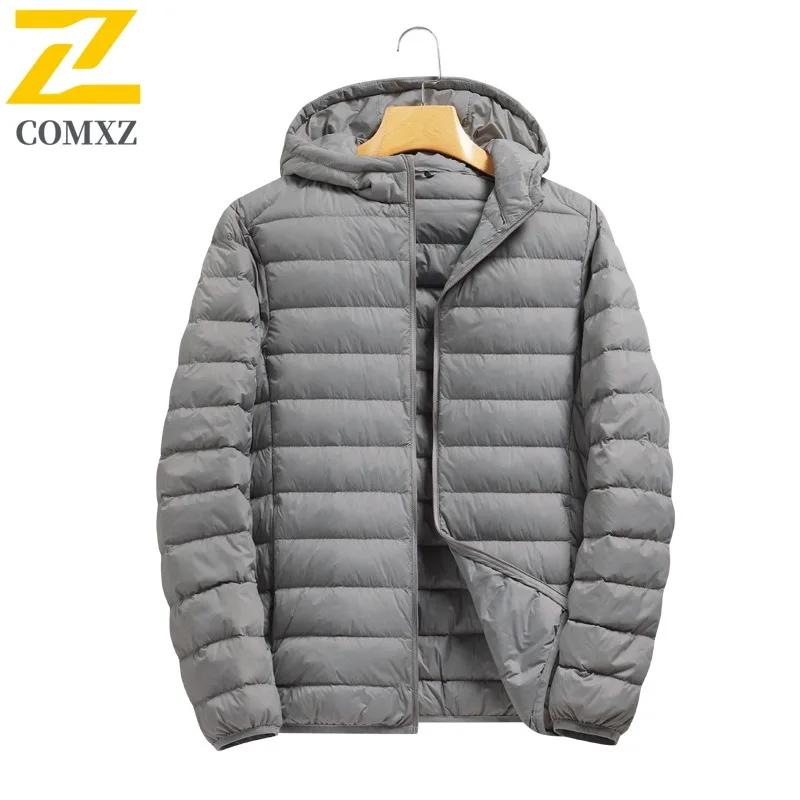 COMXZ Short Down Jacket Casual Hooded Outdoor Skiing Cold Protection Parka Fashion White Duck Down Comfortable Winter Garment