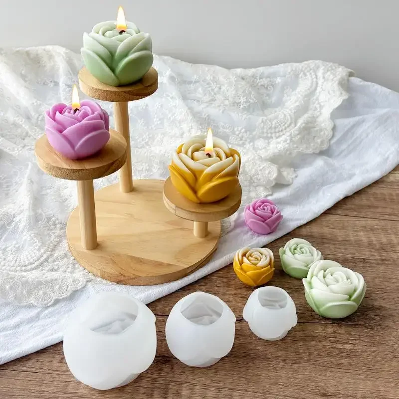 متعدد الحجم ثلاثية الأبعاد شكل زهرة سيليكون روز قالب شمع قالب صابون يدوي الصنع كعكة الزفاف ديكور هلام هدية عيد الحب DIY بها بنفسك