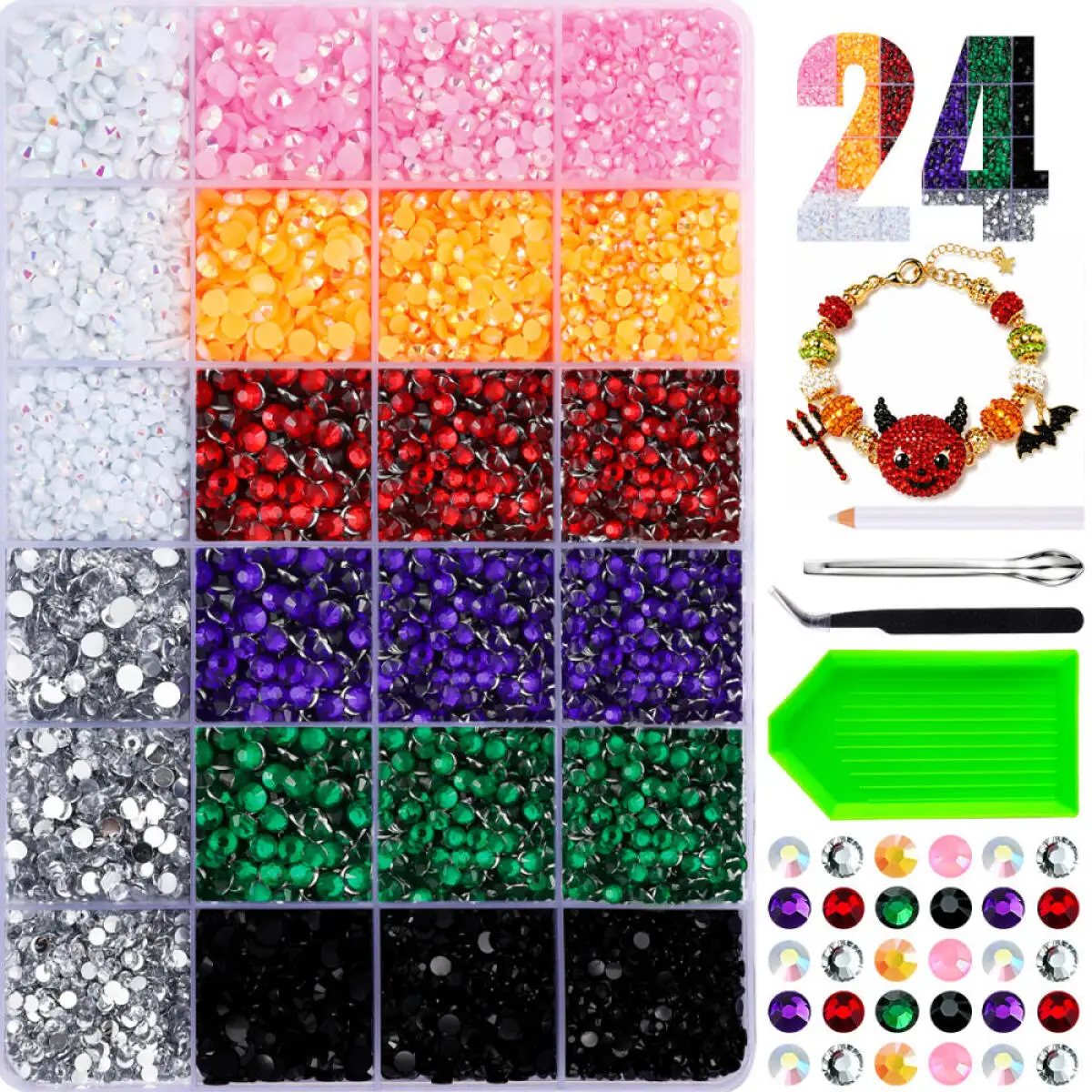 1Box New Christmas Halloween Colors AB Flatback Nail Rhinestones Multi-size Bling Crystal Gems Nail Diamond DIY Nails Decoration