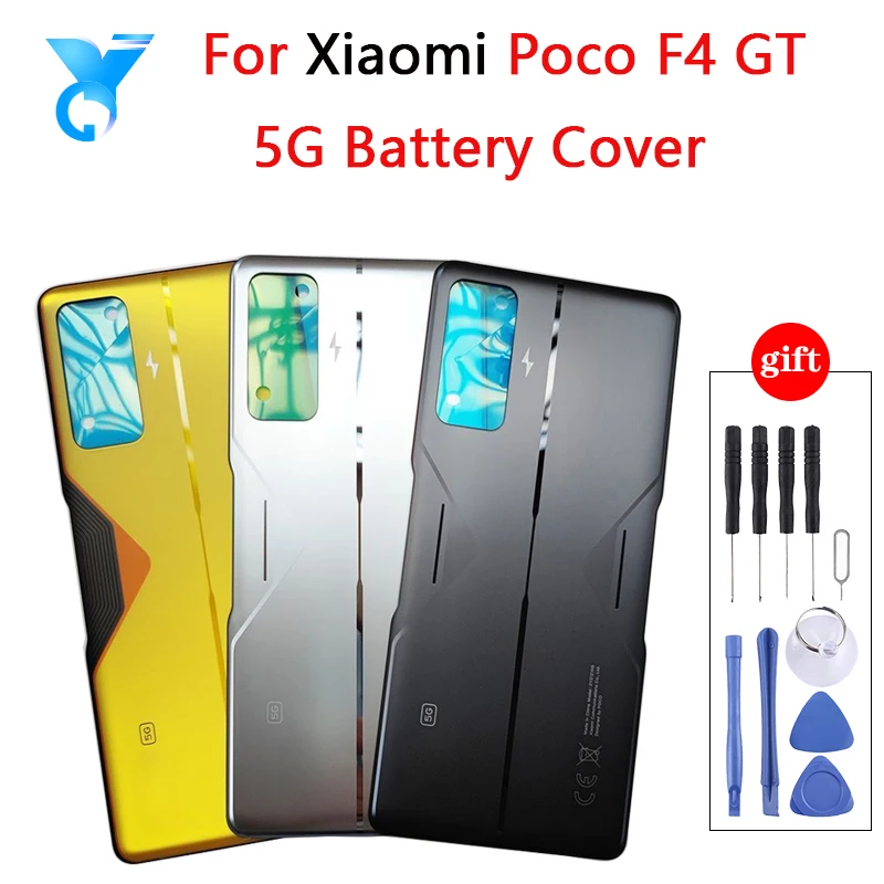 Battery Cover for Xiaomi Poco F4 GT, Back Glass, Rear Door Housing Case, Back Panel with Logo, 100% Original