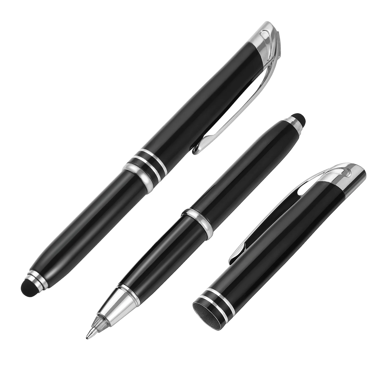 

Toyvian 2pcs Creative LED Ballpoint Pen Prcatical Metal Writing Pen Glowing Stationery Supplies for Office School (Black)