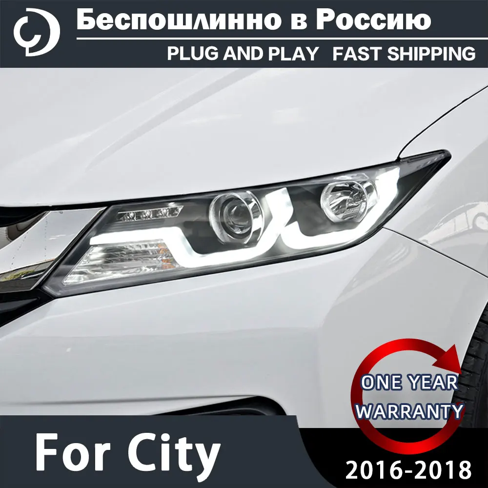 Headlights for City 2016-2018 Foco LED Head Lamp DRL Dynamic Running Turn Signal Light Led Angel Eye Projector Lens Accessories