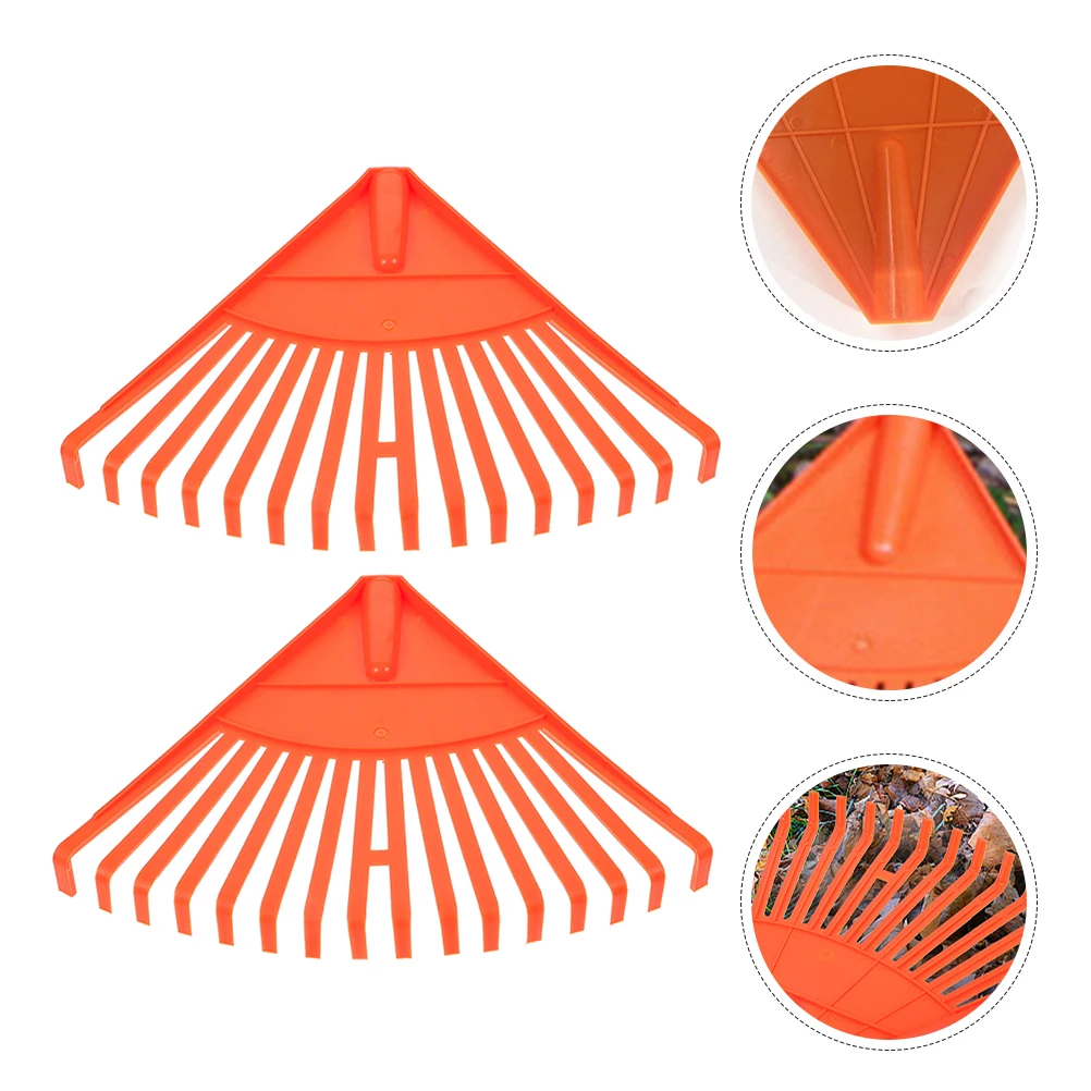 2 pz Plastica Rastrello Scopa Arancione 16 Denti Foglia Prato Attrezzo Da Giardino Heavy Duty Arbusto Rastrello Erba Artificiale Pulizia Aiutante Giardinaggio