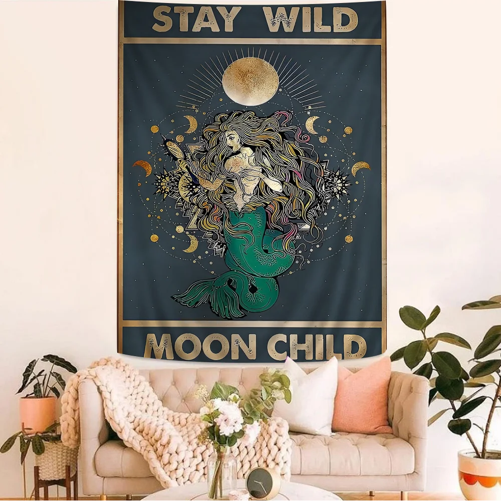 

Stay Wild Moon Child Colorful Tapestry Wall Hanging Bohemian Wall Tapestries Mandala Wall Hanging Sheets