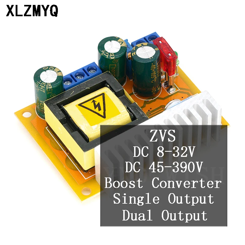 Adjustable ZVS Capacitor High Voltage Boost Converter Board DC-DC 8-32V to 45~390V/DC 8-32V to ±45V-390V Step Up Boost Module