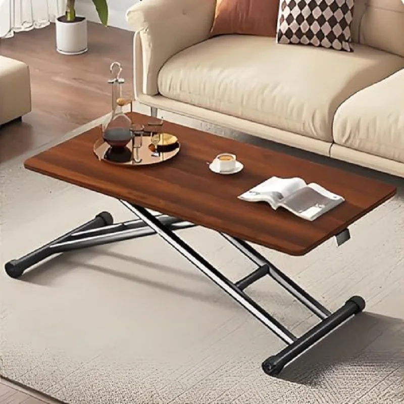 طاولة قهوة قابلة للطي مع بكرات طاولة أرضية محمولة طاولة قهوة خشبية حديثة للمساحات الصغيرة