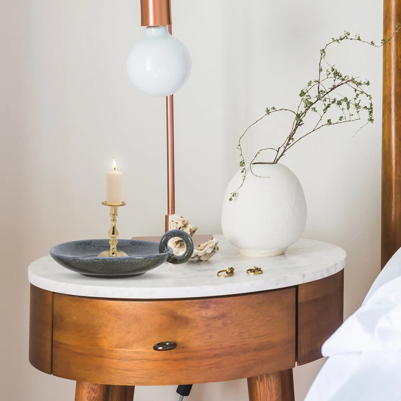 

Retro Ceramic Holder Dish Minimalist Style for Home Hotel Wedding Table Decor Aroma Stand Candlestick Holders