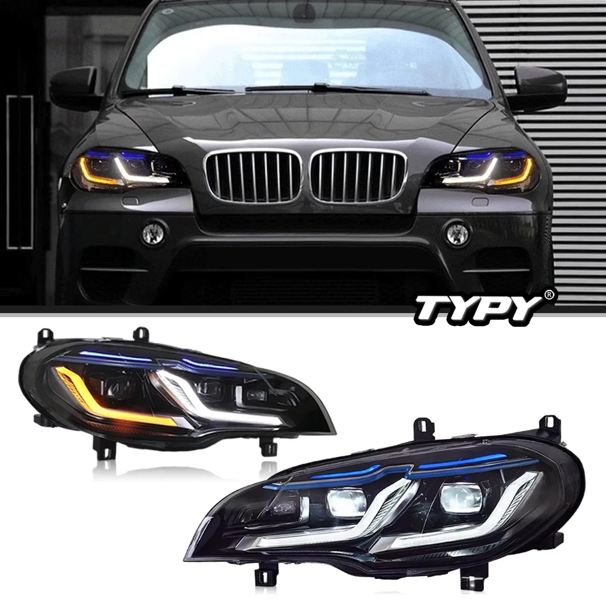 

Car Head Lamp For BMW X5 E70 2007-2013 Headlight DRL Turn Signal High Beam Angel Eye Projector Lens Auto Parts