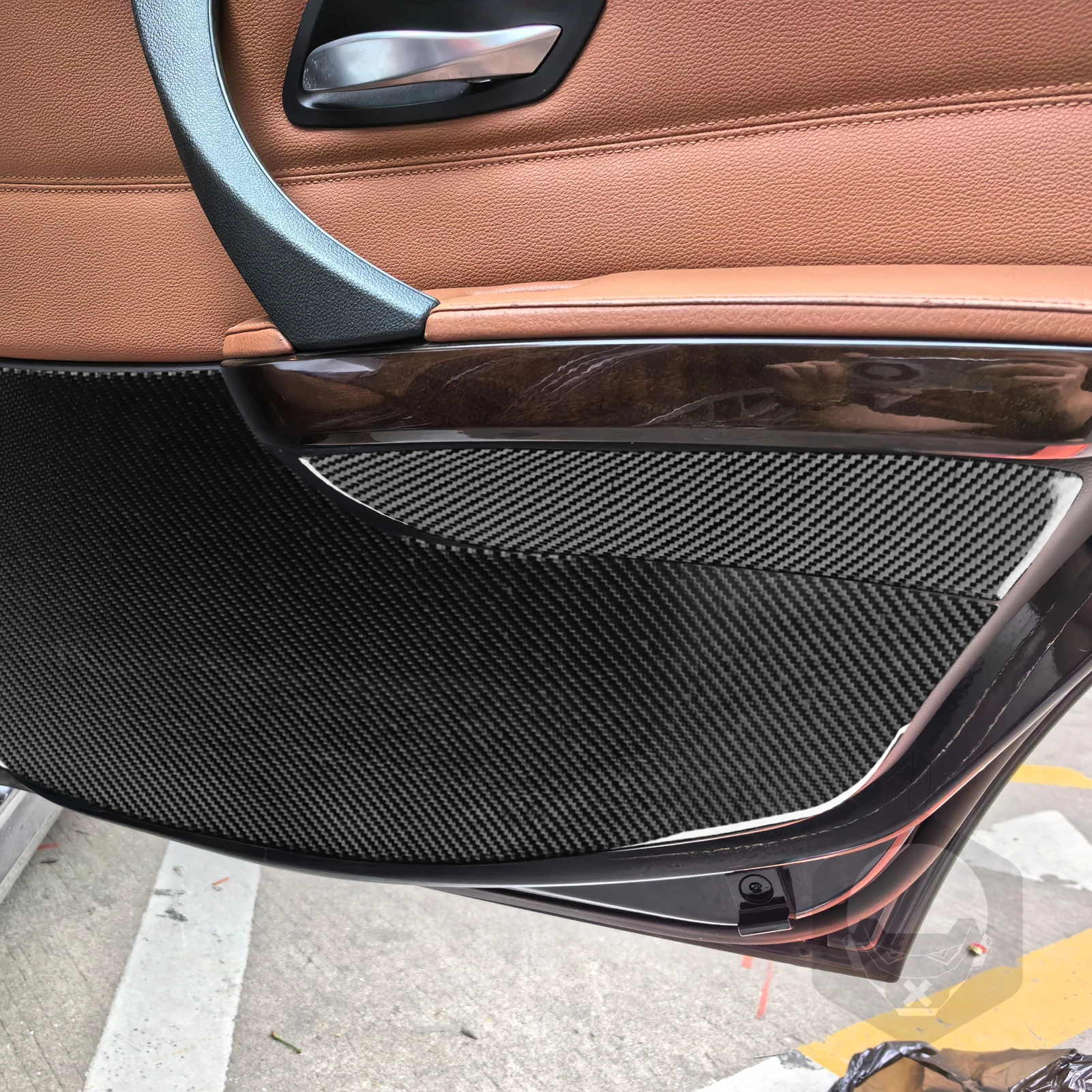 For BMW 3 Series E90 M3 2005-2012 Real Carbon Fiber Sticker Seat Water Cup Door Storage Panel Car Accessories decorative view 4