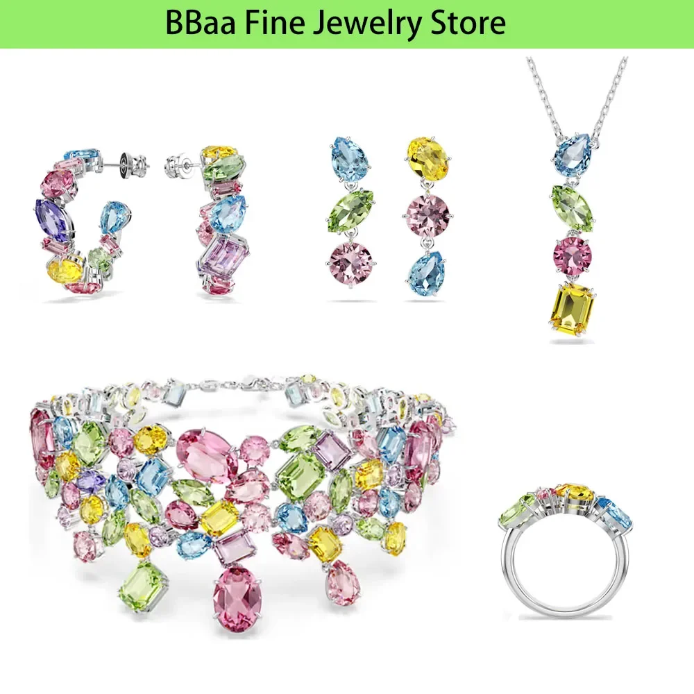 

Original Candy Collection High-quality New Female Jewelry Set Necklace Earrings Bracelet Pink Crystal Pendant Party Gift