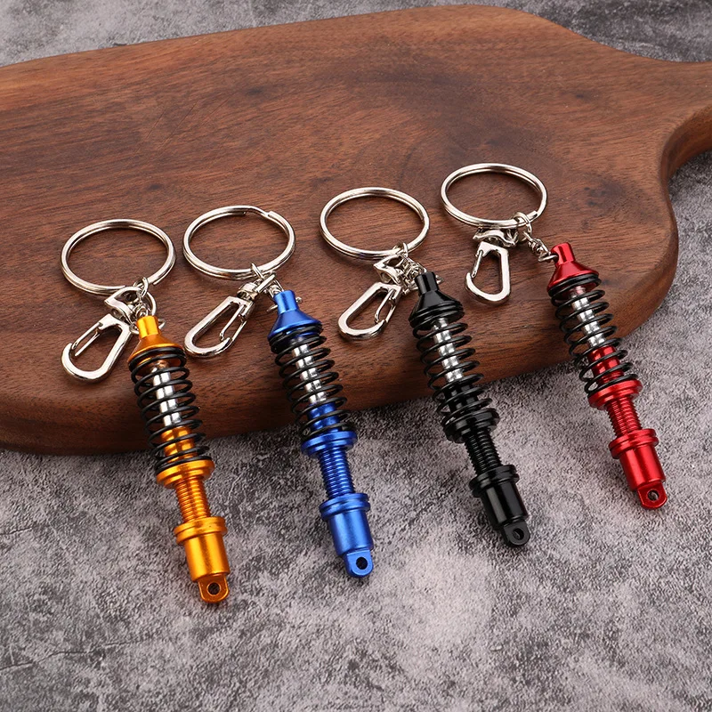 Creative Universal Spring Car Tuning Part Shock Absorber Keyring Adjustable Alloy Car Interior Suspension Keychain Coilover New