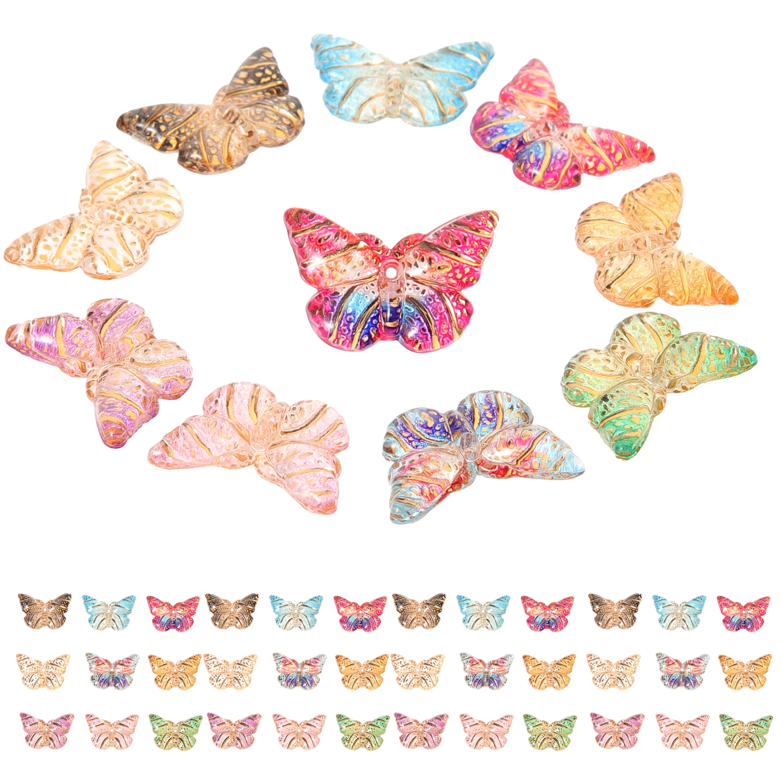 100 Pcs Enamel Butterfly Charms Accessories Jewelry Cute Bracelet Bee Girly for Making Crafts