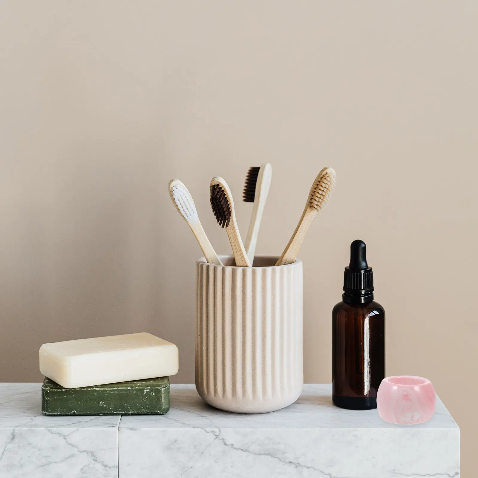 3Pcs Electric Toothbrush Stand Holder Ceramic Bathroom Organizer Space Saving Smooth Finish for Home Travel Daily Use