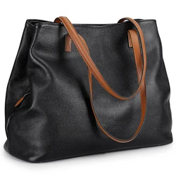 S-ZONE Women Soft Genuine Leather Handbag Large Capacity Shoulder Hobo Bag