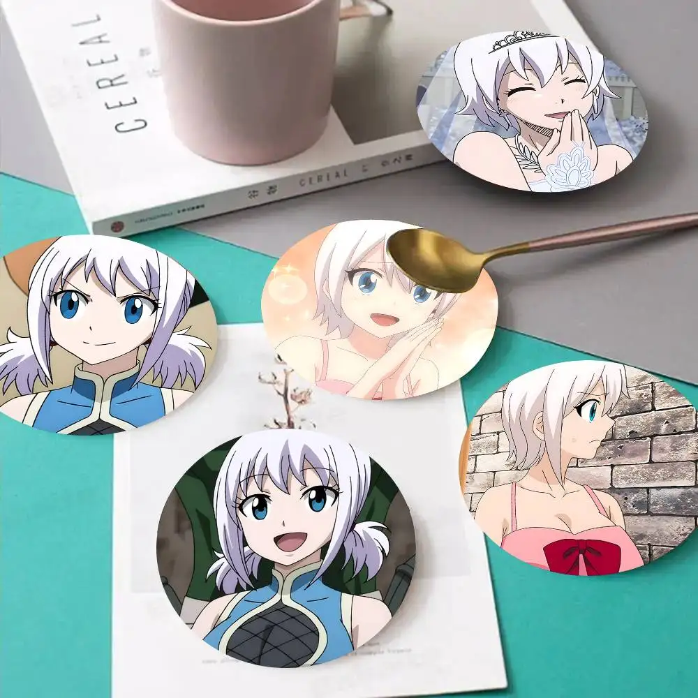 1pc Lisanna Strauss Fairy Tail Wooden Coaster Colour Printing Cup Mat Home Desk Decoration Gifts