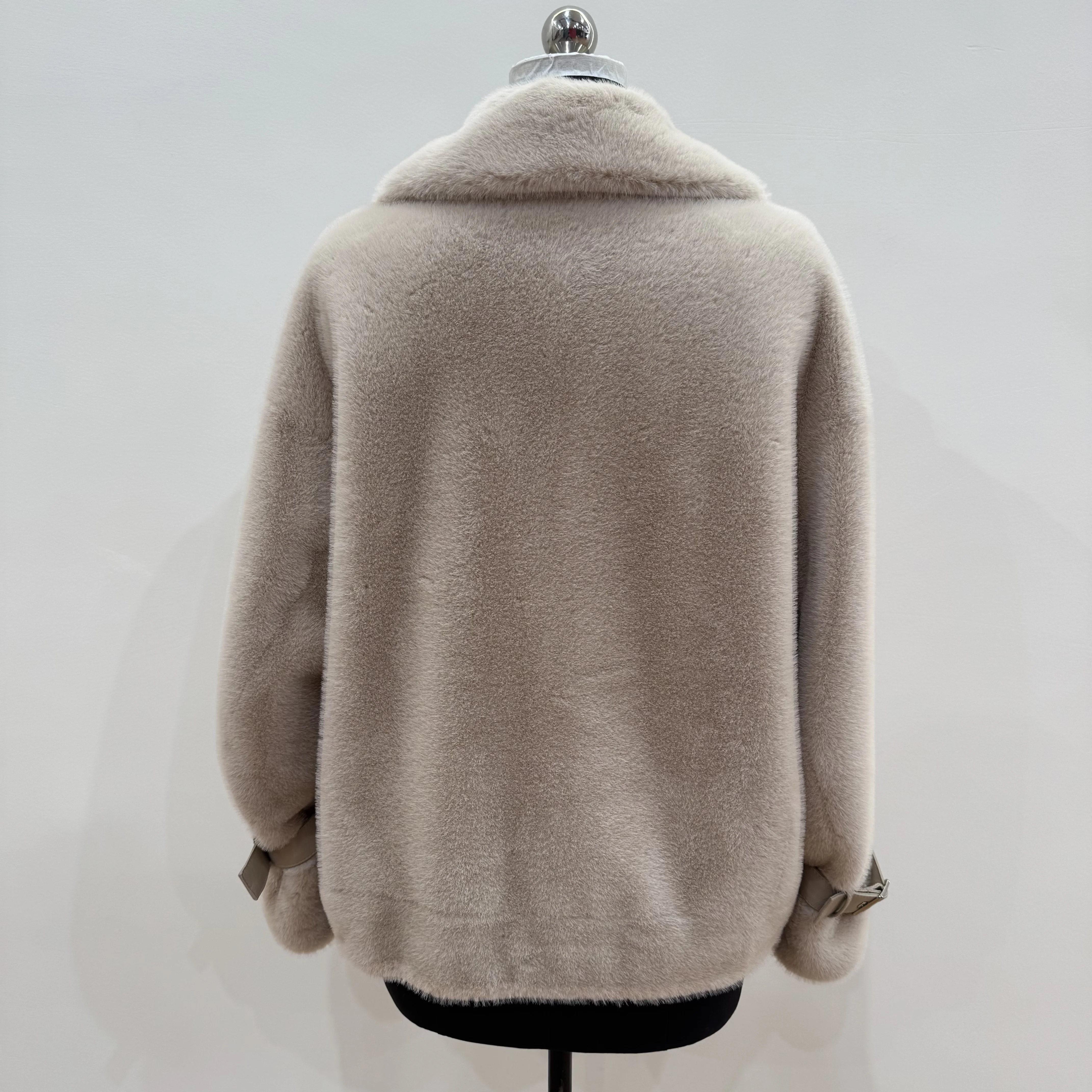 Damski futro zimowe, futro przyjazne dla środowiska, zagęszczone syntetyczne futro z norek, krótki kołnierz stojący, wiatroszczelne