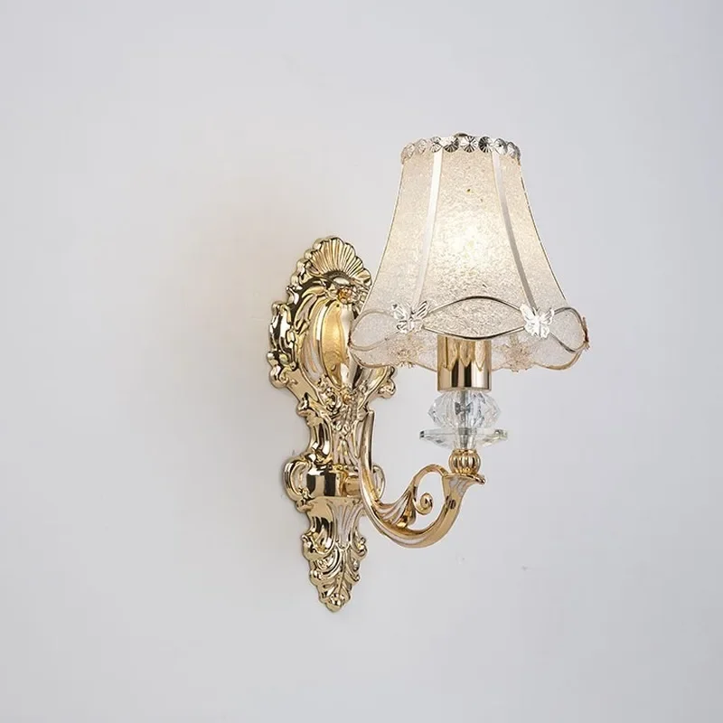 

European Petal Wall Lamp Bedside Gold Single-Head TV Background Bedroom Room Living Corridor Stair Light Lights