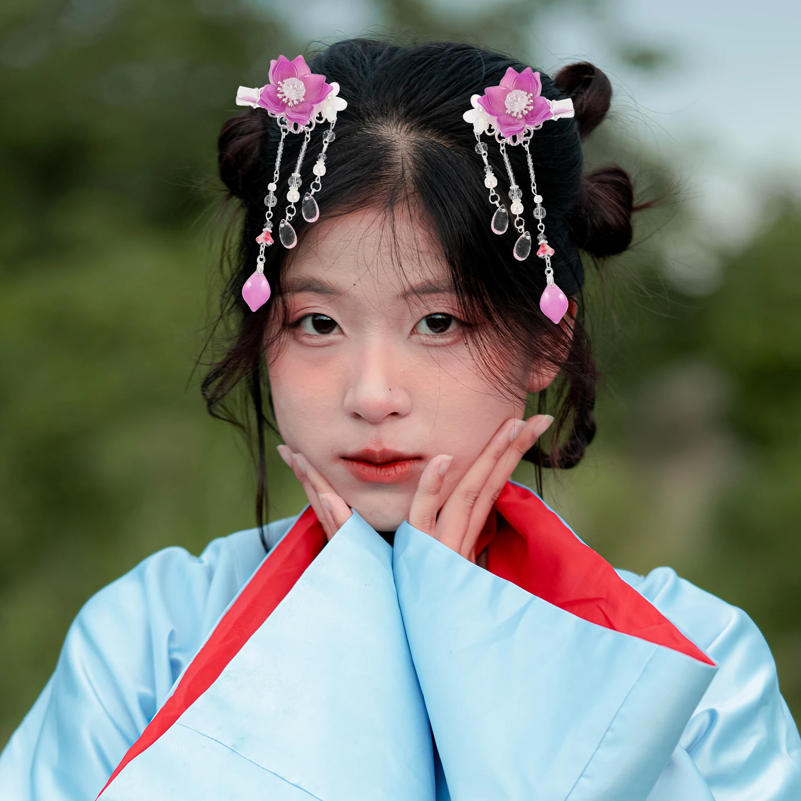 

Flowers Hair Tassel Decoration Women Girls Ancient Flower Hair Clips Hanfu Accessories Long Clip On Zinc Alloy