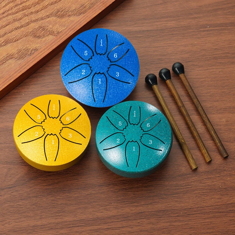 Steel Tongue Drum Portable Rain Drum Hand Pan Drum Percussion Musical Instrument 3 Inch 6 Notes For Yoga Meditation Musical gift