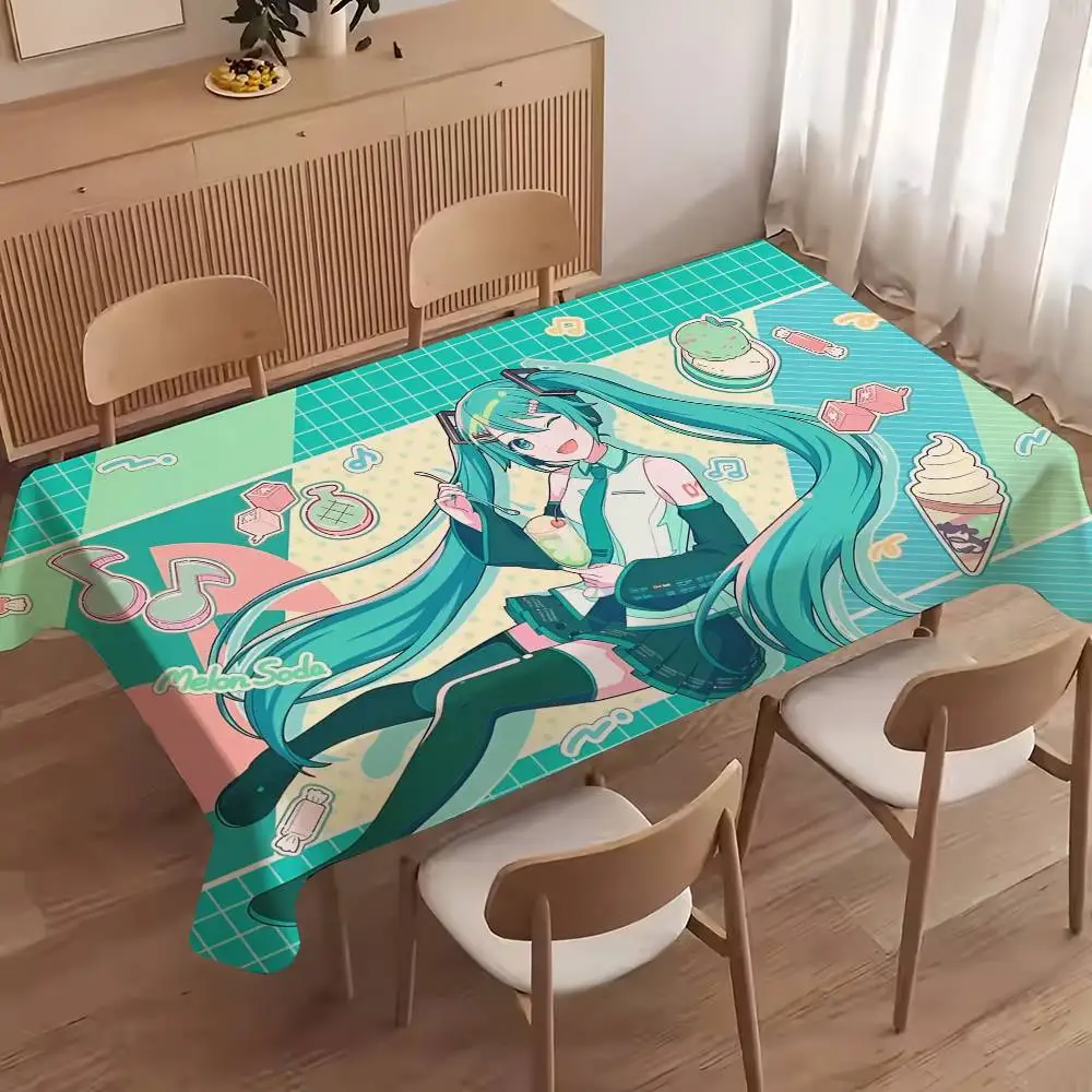 Cartoon H-Hatsunees Cute M-Mikuu Table Cloth Indoor Outdoor Waterproof Decoration Rectangular Picnic Tablecloth