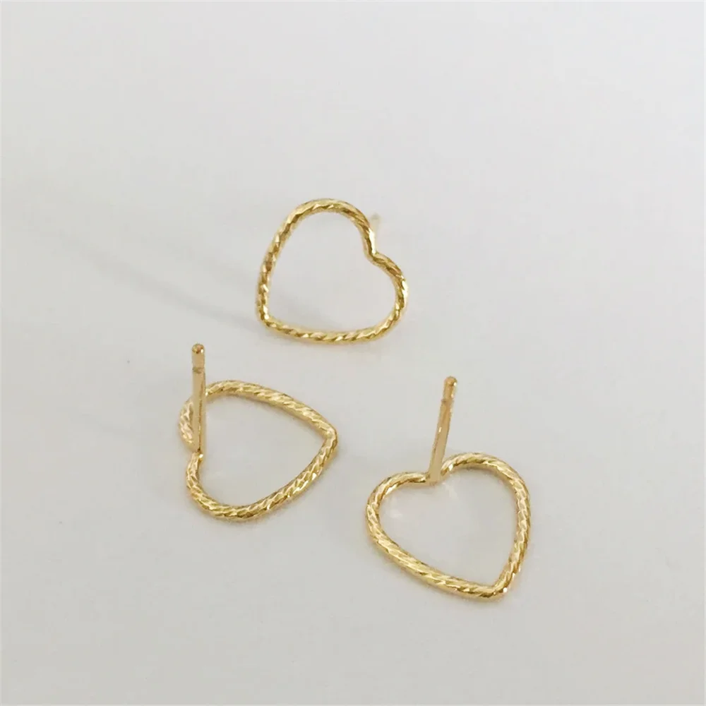 14K Gold Filled Sparkle Love Heart Ring Post Earring w/ Backs for Valentines Jewelry 10mm