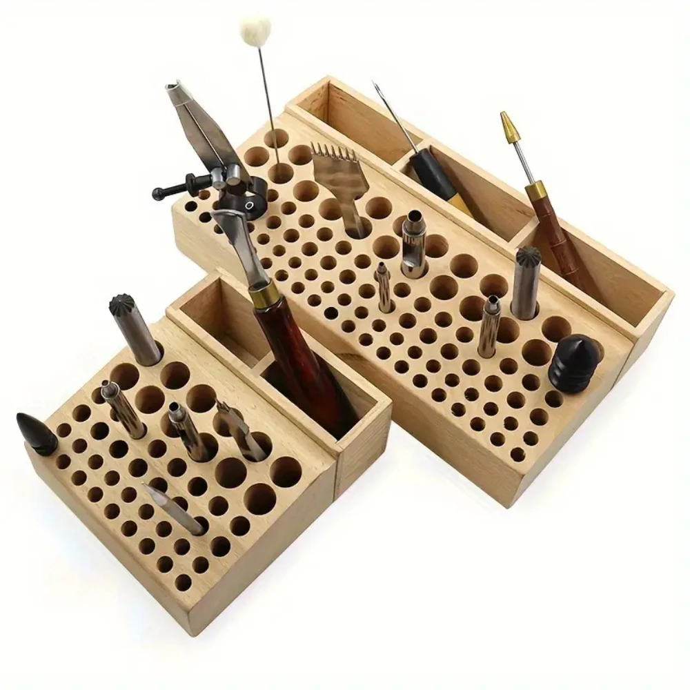 

Carving Punching Tools Holder Organizer Professional Wooden Leathercraft Stand for Making Punch Organizer Storage