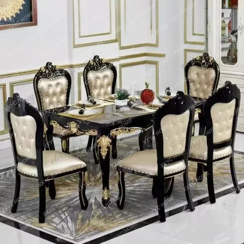 Beautiful   style Design Black Gold Dining Table 6 Person Luxury Living Room Dining Table Restaurant Study Nordic Furnit