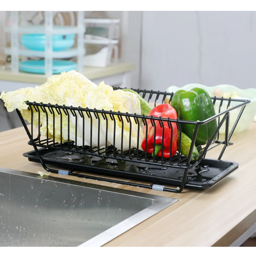 

Black Iron Steel Bowl Storage Rack Premium Tableware Organizer Dishes Draining Holder Kitchen Sink Drain Tray