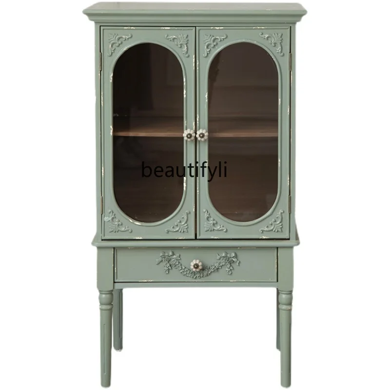 

French Retro Small Cabinet Sideboard Cabinet Integrated Wall Small Narrow Bed & Breakfast Cabinet