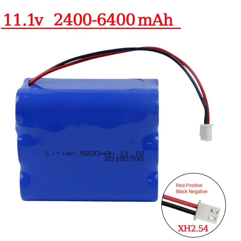 Replacement battery 11.1V 3S2P lithium ion battery pack large capacity LED fire emergency light XH2.54 plug