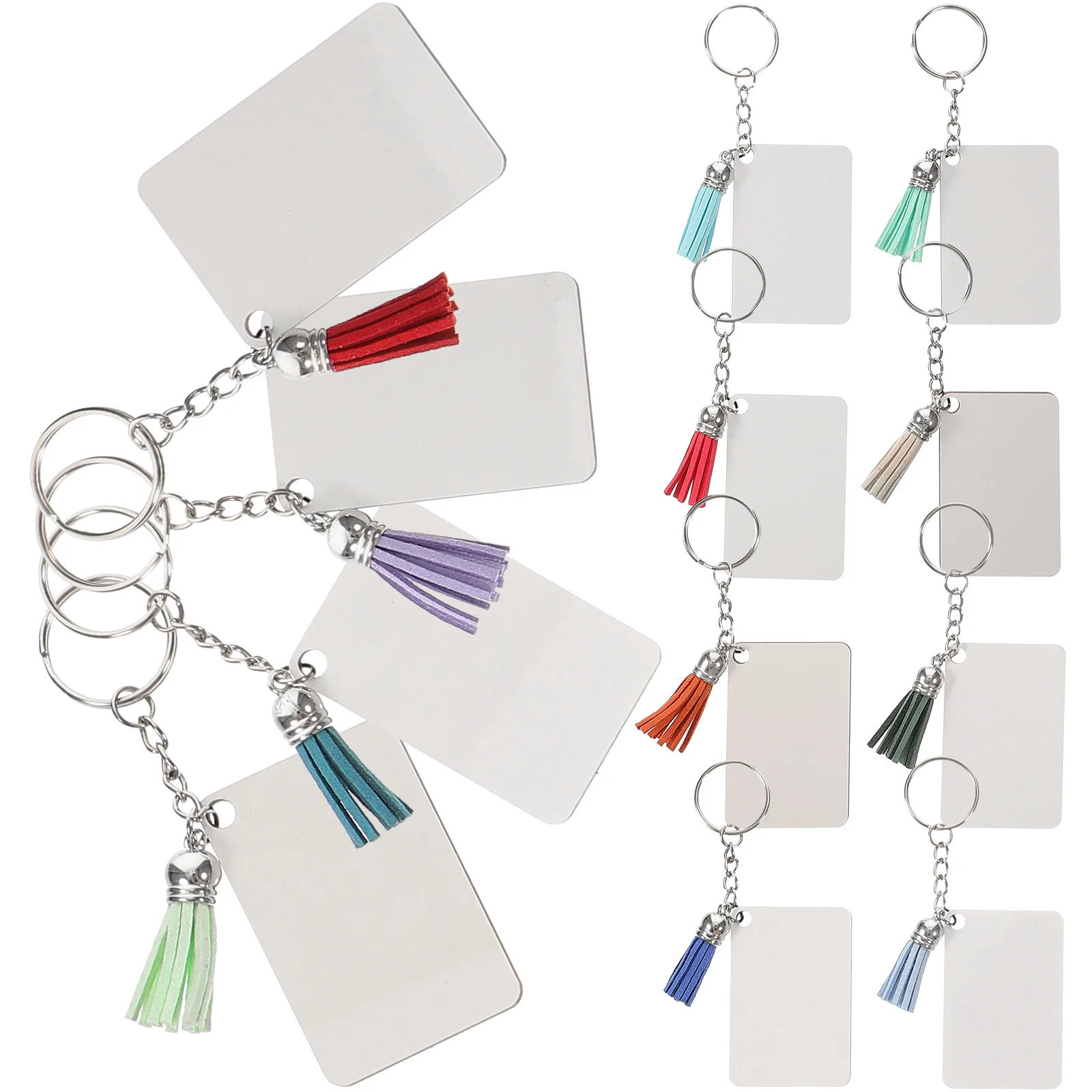 20Sets Keychain Blanks for DIY Crafts Sublimation Heat Transfer Multi-Function Handmade Key Holders with Tassels