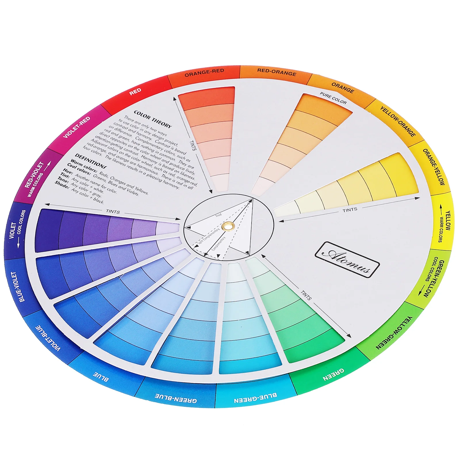 

Color Wheel Chart for Artists with Tints Shades Tones - Color Learning Card for Makeup Blending Fashion Design Education