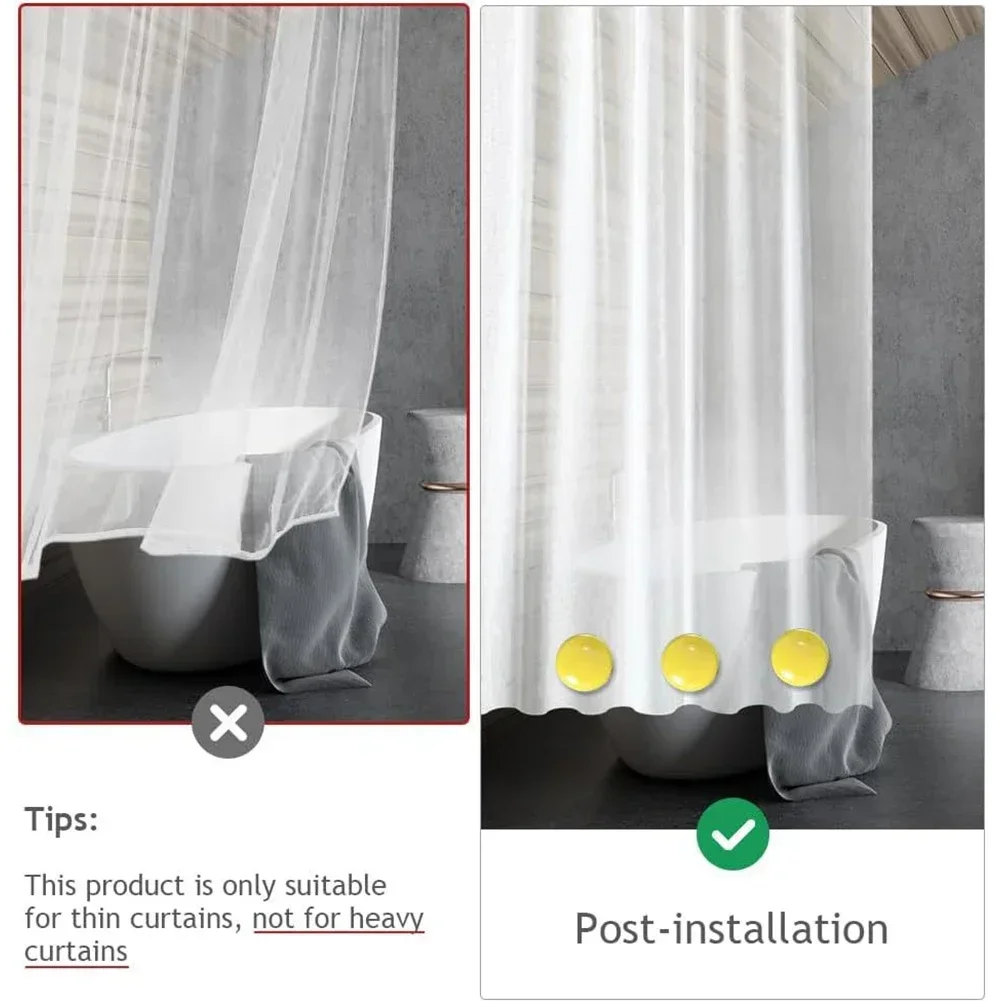 1/8 Pcs Magnetic Shower Curtain Weights Shower Curtain Liner Weights Waterproof Reusable Magnet Bathroom Curtain Clip