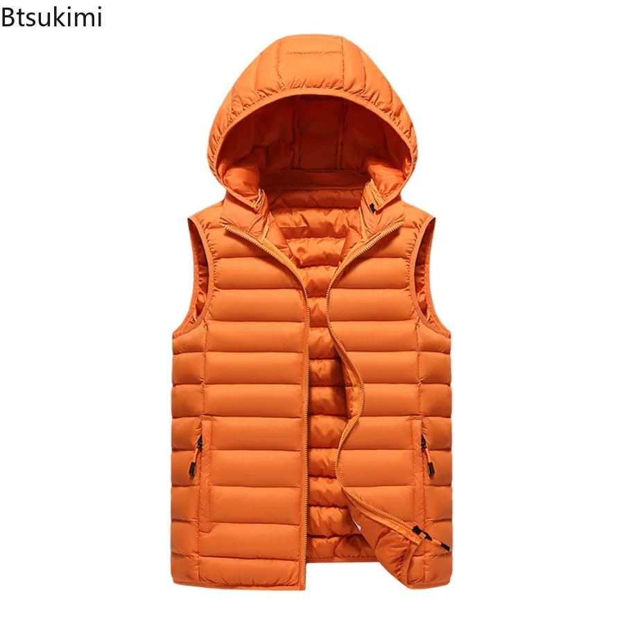 New Autumn Winter Men's Sleeveless Vest Jackets Fashion Thicked Cotton-padded Warm Vests Men Casual Cold-proof Hooded Waistcoats