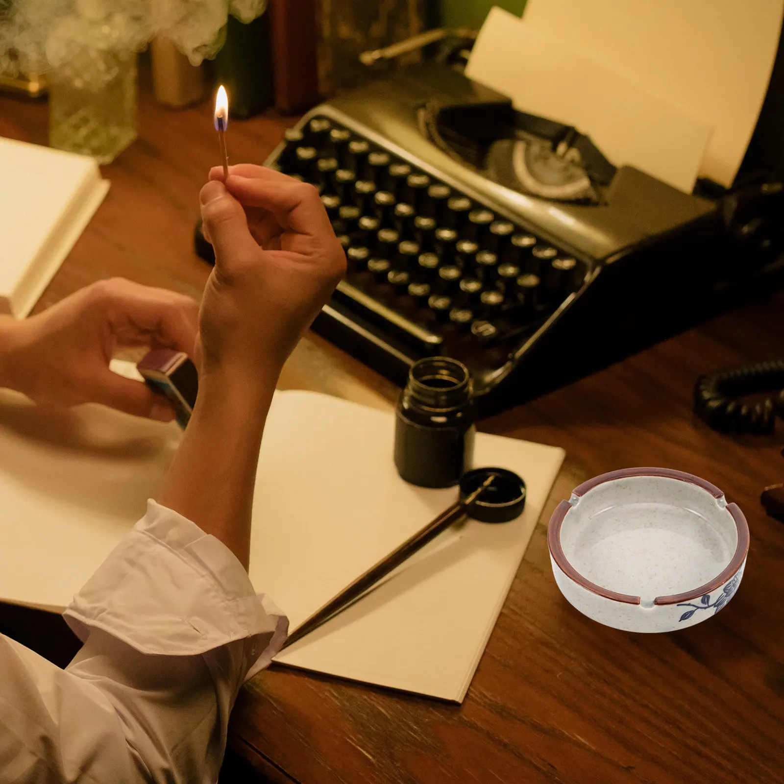 

Винтажная керамическая пепельница для балкона и сада, ветрозащитная, белая, для патио