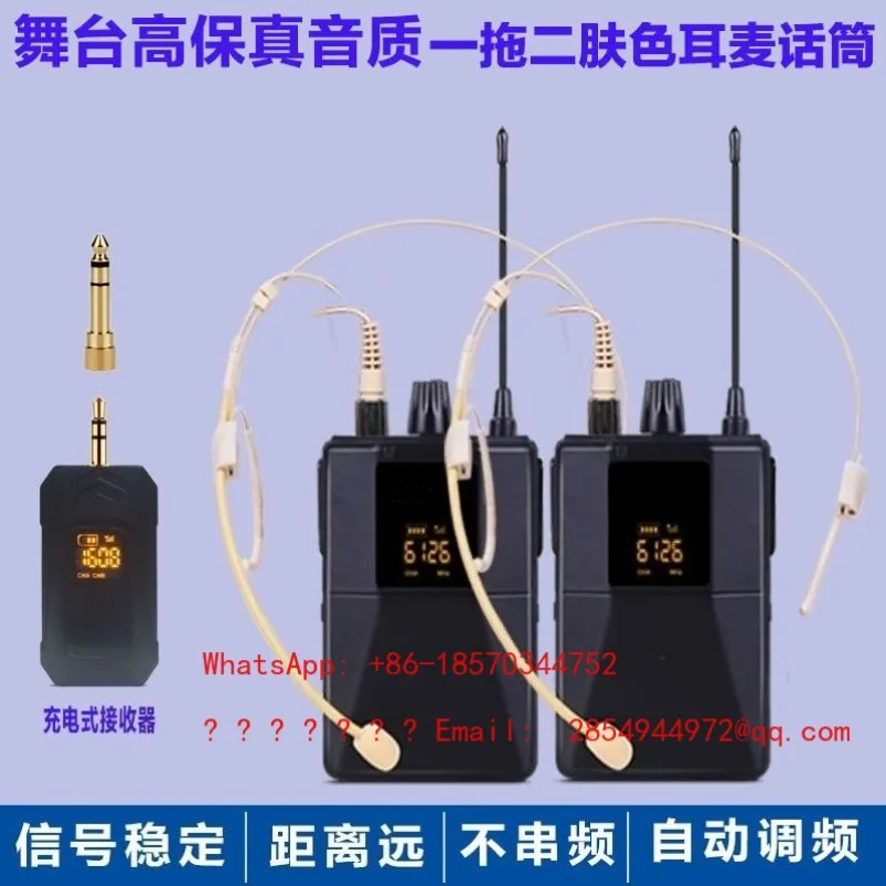 Professional Stage Performance One To Two Wireless Collar Clip Chest Microphone Headset Charging Microphone
