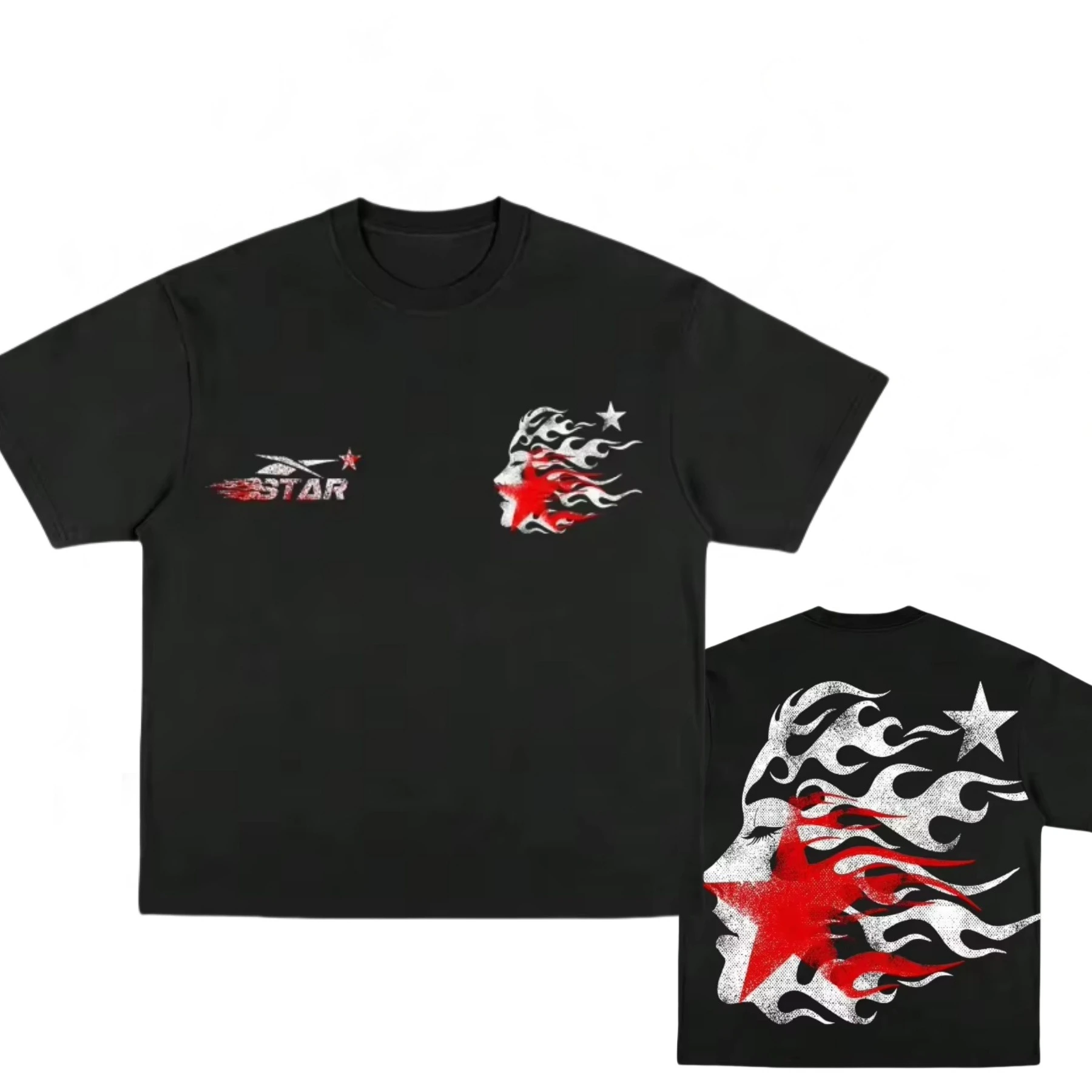 2025 T-shirt Men's and Women's Gothic Printed Cotton Short Sleeve Collar Hip-Hop Streetwear High Quality Comfortable Casual Top