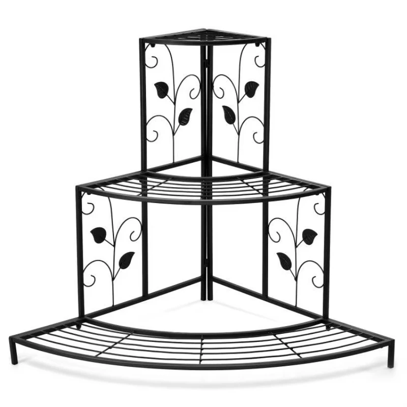 3-Layer Flower Corner Metal Plant Pot Rack Elegant Pot & Pot Display Rack
