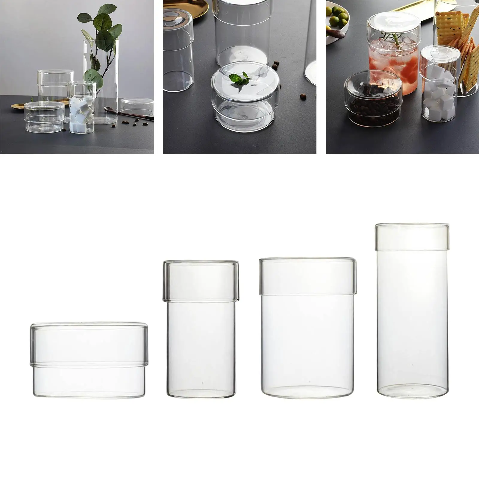 Glass Food Storage Container for Kitchen with Lids Seasoning Spice Jars Pantry Organization Airtight Food Jars Bottle