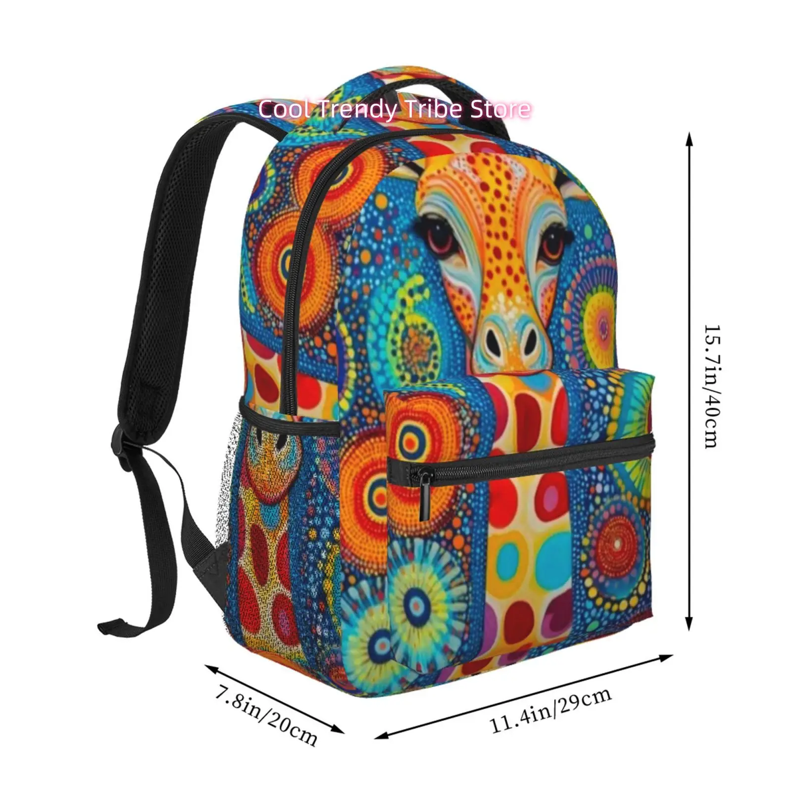Colorful Pattern Giraffe Print Backpack, Trendy Unisex Travel And Sports Bag, Ideal for Ipads And Laptops, Adjustable Shoulder S
