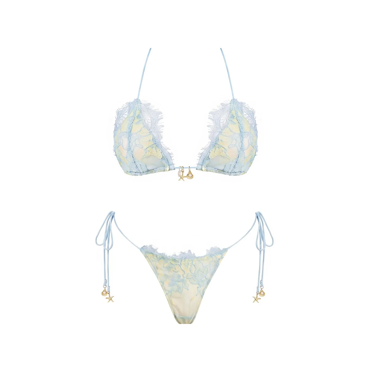 New 3Pcs Lace Bikini Set Sexy Swimsuit Women Swimwear Brazilian Biquini Push Up Bathingsuit Female Patchwork Swim Suit Beachwear