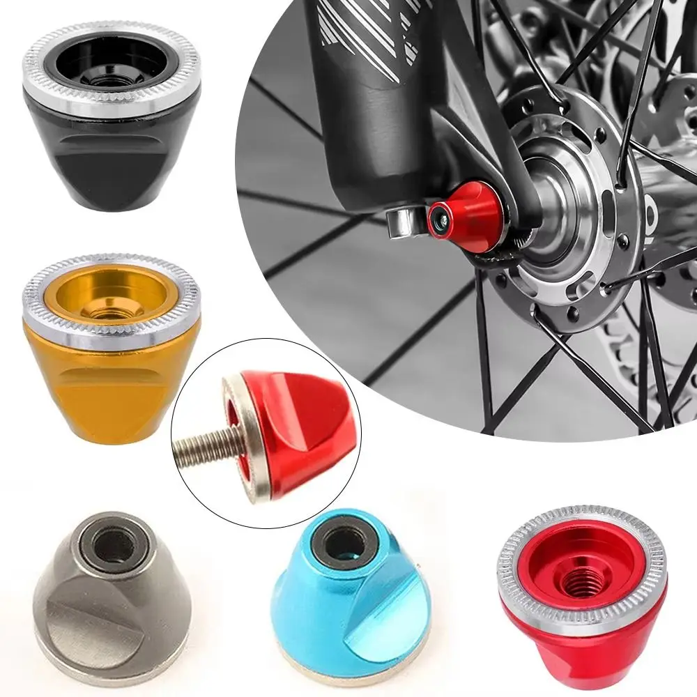 Aluminum Alloy Bicycle Wheel Quick Release Axle Track Nuts Anti-Slip Quick Release M5 Wheel Screw Shaft Hub Protection Cap