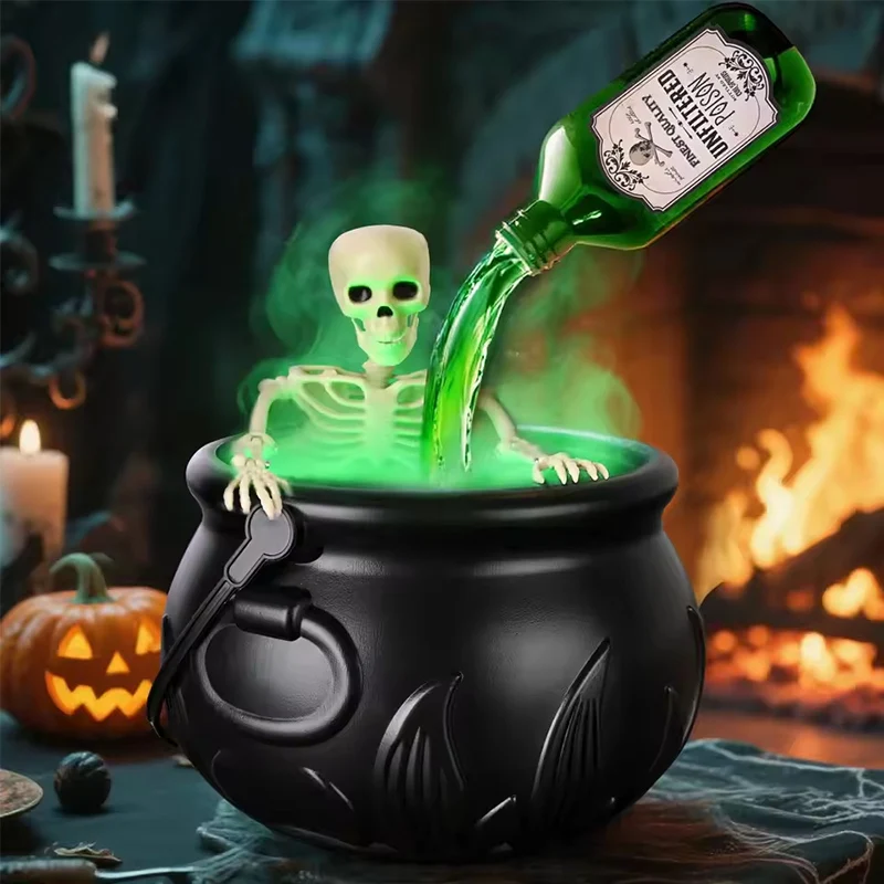 

Halloween WitchCauldron with LED Light & Fog Mist Maker Skeleton Decor for Spooky Hocus Pocus Party, Home, Halloween Party DIY