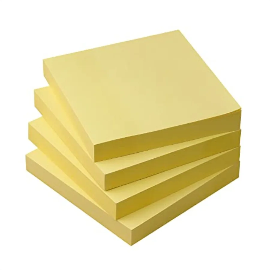 Sticky Notes 3x3 SelfStick Notes Pads with Bright Colors Easy to Post for Office School Home 4 Pads Pack 90 Sheets Pad Yellow