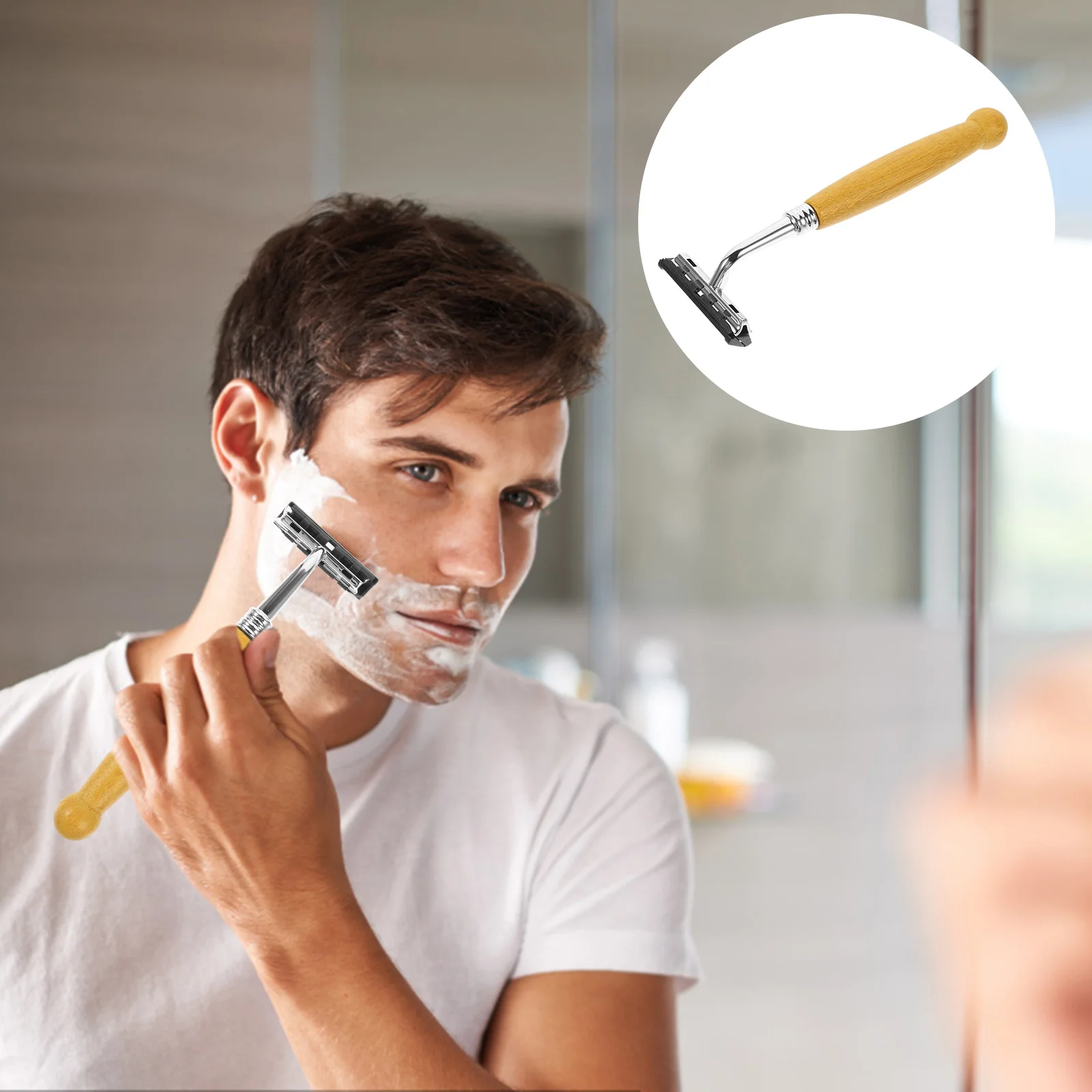Mens Razors for Shaving Traditional Safety Stainless Steel Face Blade Handle Is Aluminum Manual Shaver