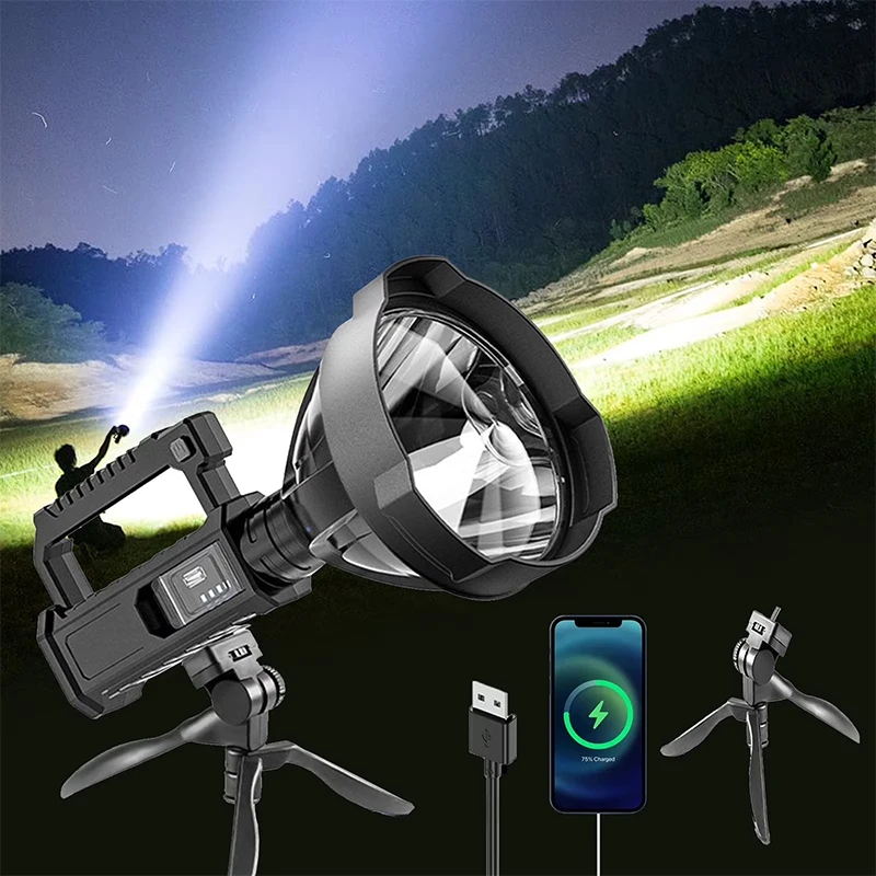 

Rechargeable Flashlights High Lumens, Super Bright Spotlight Waterproof LED Handheld For Camping, Fishing, Hunting, Emergency