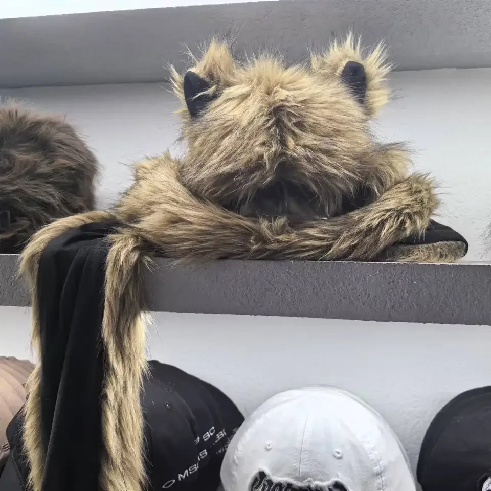 Fluffy Fox Ear Hat Scarf Set for Women, Winter Warm Fleece Ear Muffs Neck Warmer and Gloves Cold Weather Accessories