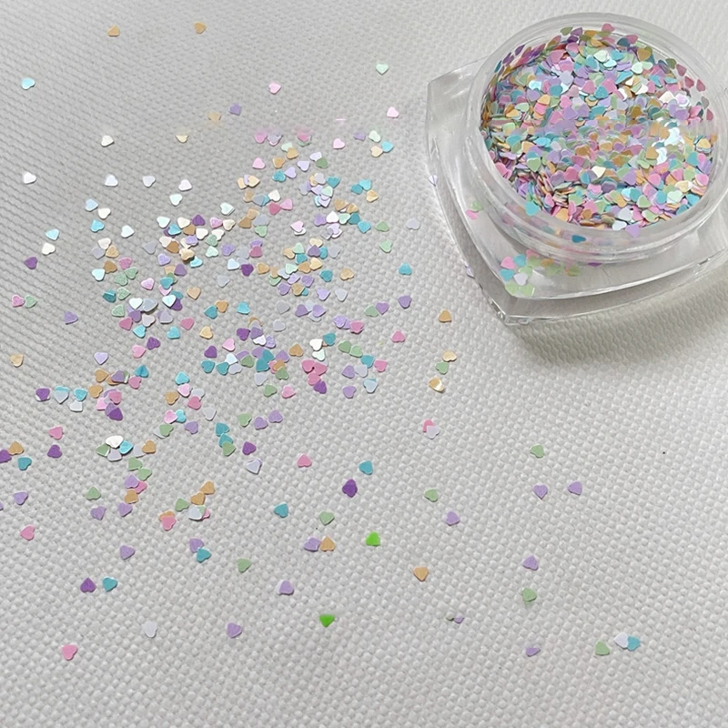 1Jar 1mm Sprankelende Hart Nageldecoratie Mini Sprankelende Liefde Nagel Glitter Nagelsalon Ontwerp Leuke Accessoires DIY Nail Art Design
