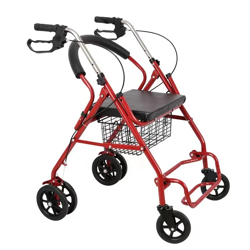 

Medical Rehabilitation Rollator Manufacturers 4 Wheel Seat Rolling Foldable Walker Chair Aluminum Walking Aid Walker For Elderly